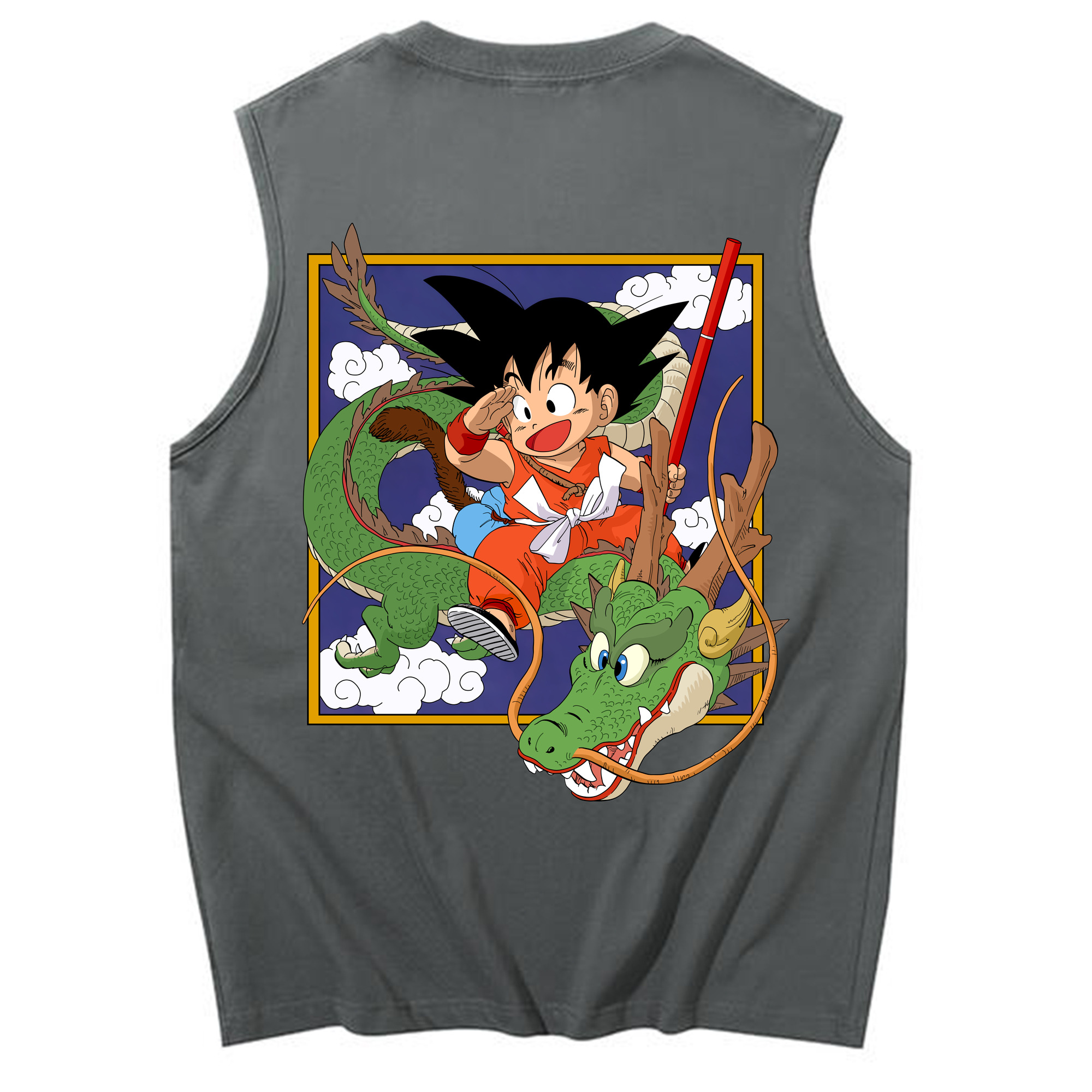 （画像用） ドラゴンボール 孫悟空（そん ごくう）Son Goku カカロット DRAGON BALL Kakarotto コットン100％タンクトップ（背面プリント）
